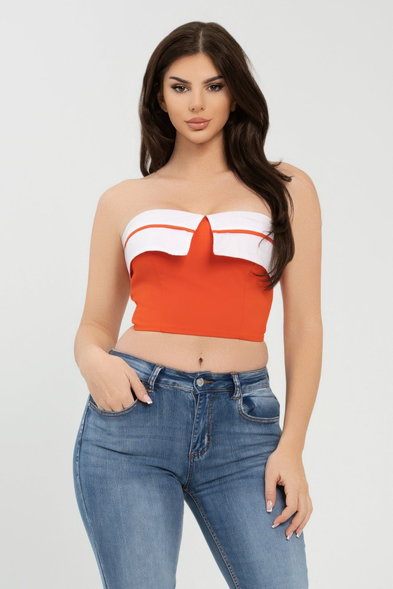 New Arrival – Front Fold-over Color Contrast Tube Top – New Arrival Now Live