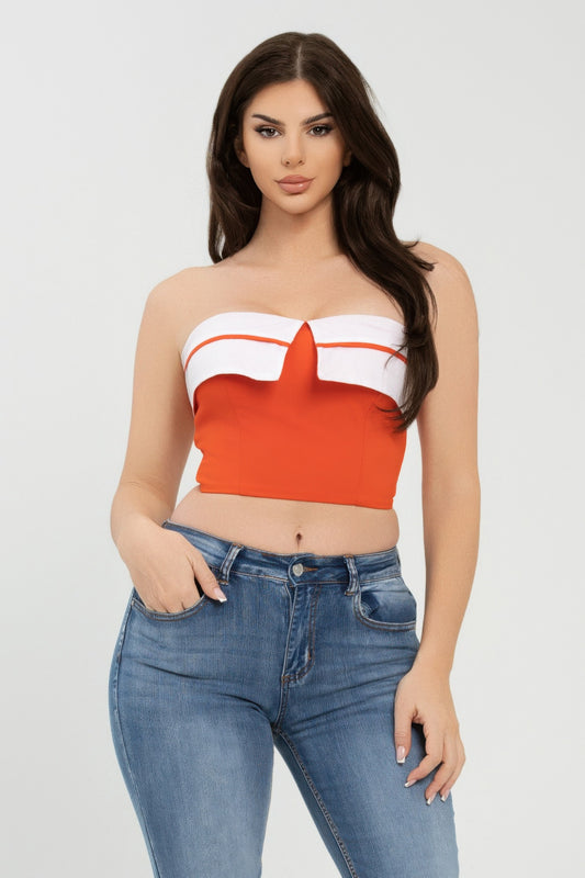 New Arrival – Front Fold-over Color Contrast Tube Top – New Arrival Now Live