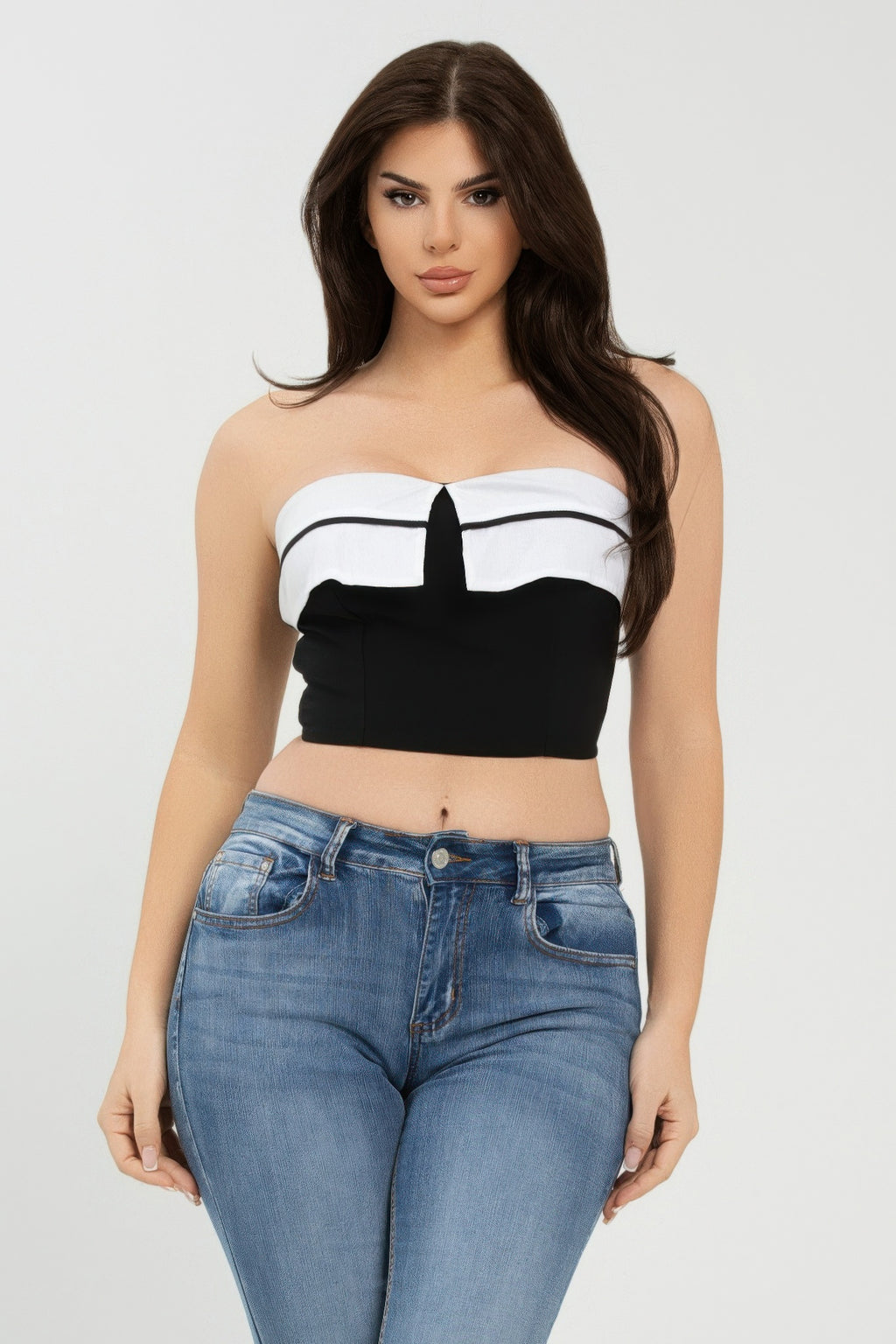 Front Fold-over Color Contrast Tube Top-Product Type | Naughty Smile Fashion