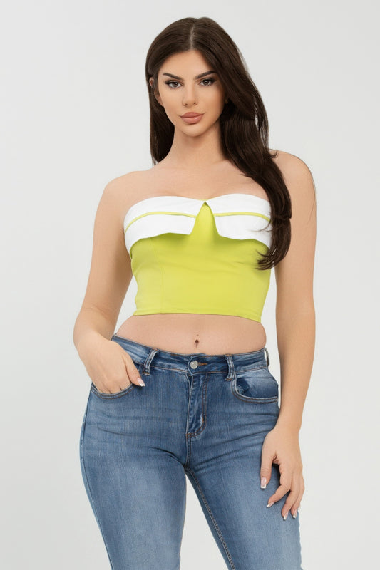 New Arrival – Front Fold-over Color Contrast Tube Top – New Arrival Now Live