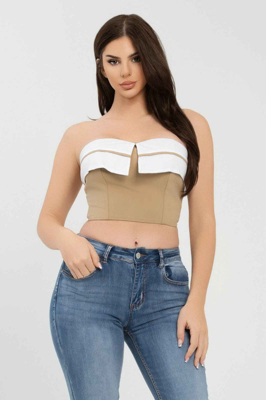 New Arrival – Front Fold-over Color Contrast Tube Top – New Arrival Now Live