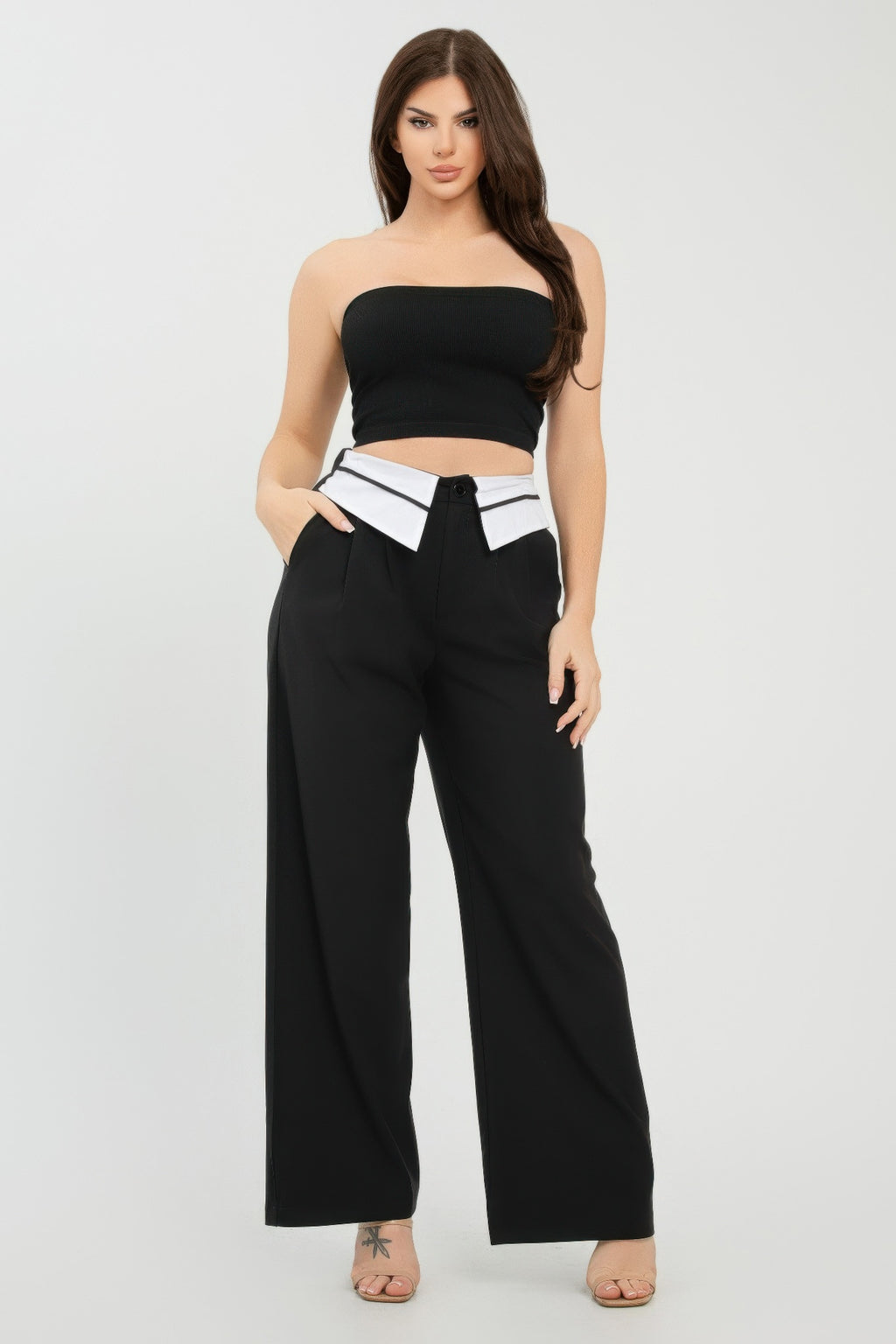 Front Button Fold-over Inside Zipper Pants-Product Type | Naughty Smile Fashion