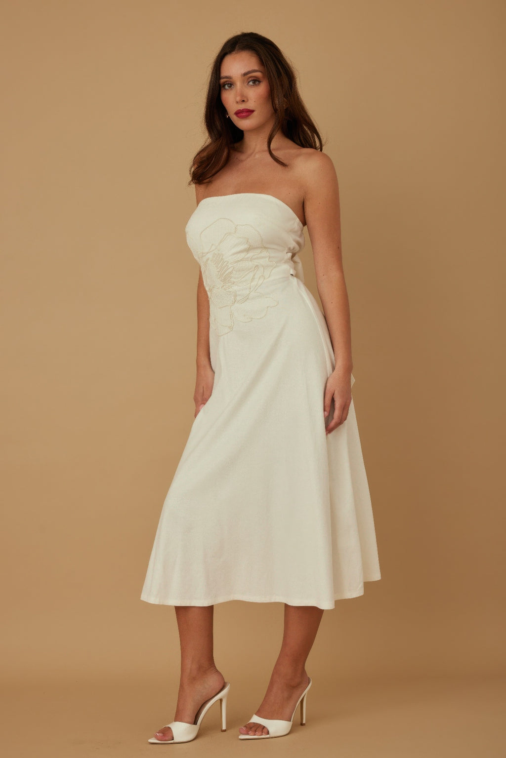 Flower Lining Linen Pattern Strapless Dress-Product Type | Naughty Smile Fashion