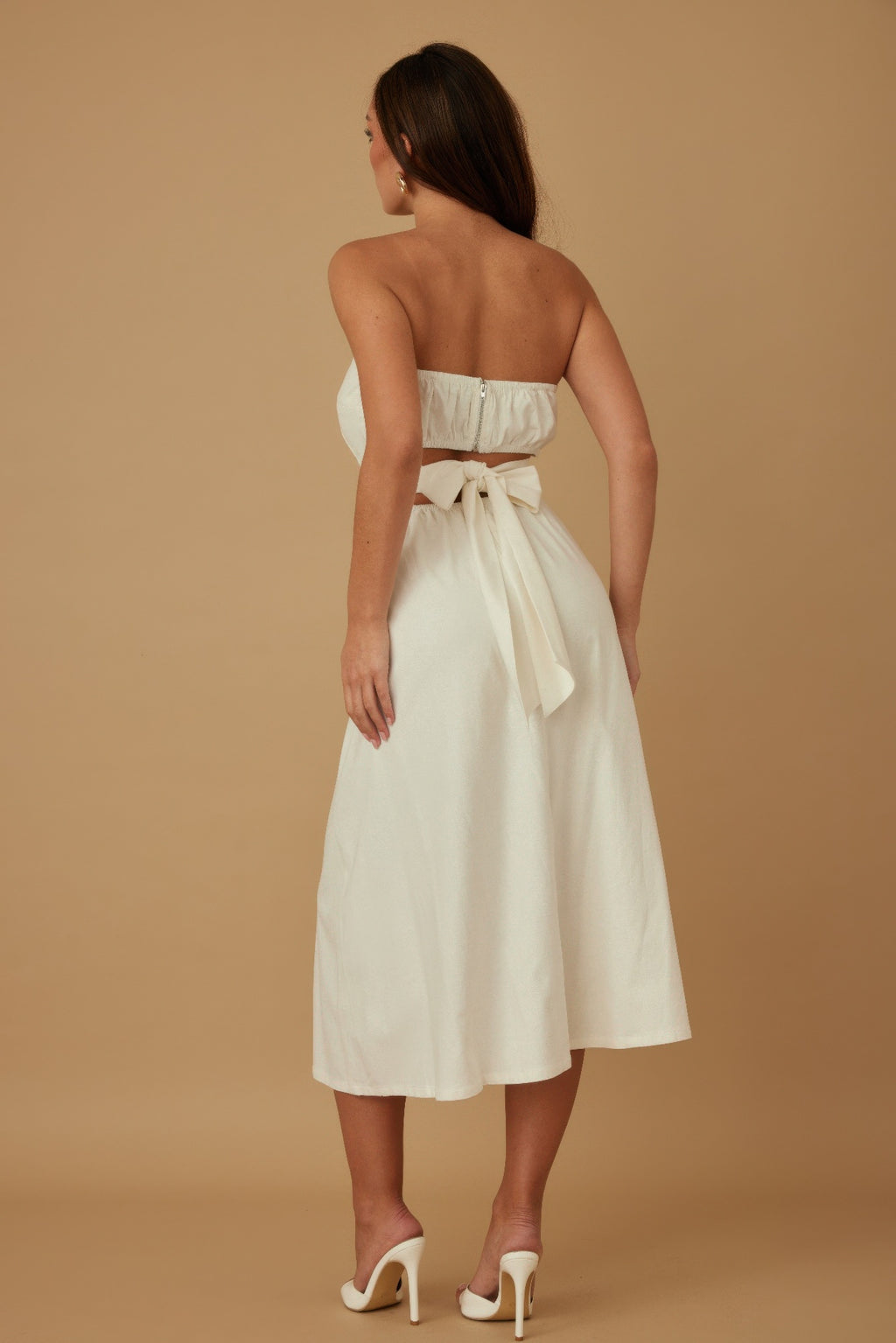 Flower Lining Linen Pattern Strapless Dress-Product Type | Naughty Smile Fashion