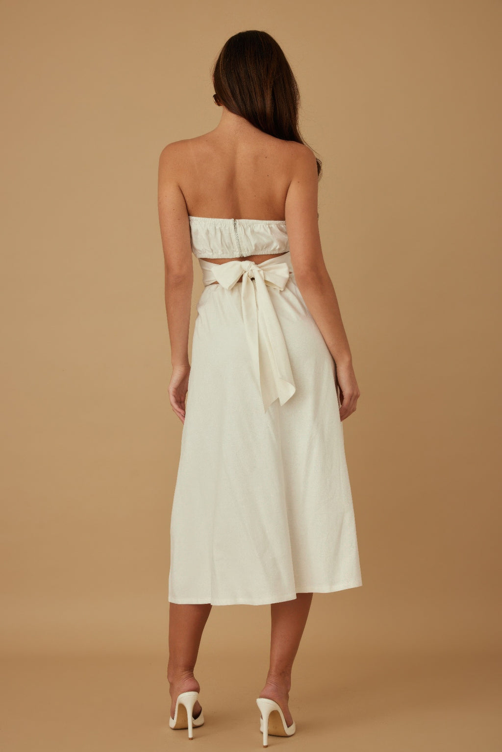 Flower Lining Linen Pattern Strapless Dress-Product Type | Naughty Smile Fashion