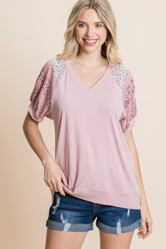 New Arrival – Floral Printed Puff Sleeves V-neck Top – New Arrival Now Live