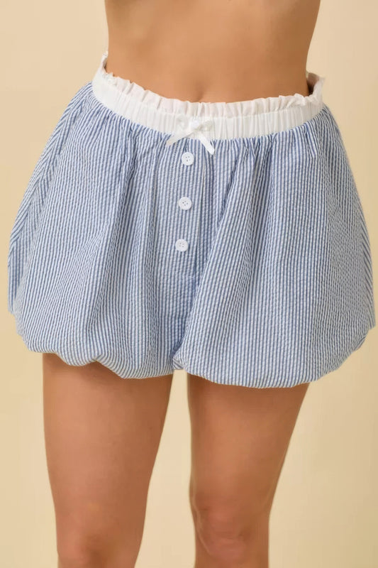 New Arrival – Seersucker Stripe Bubble Hem Boxer Shorts – New Arrival Now Live
