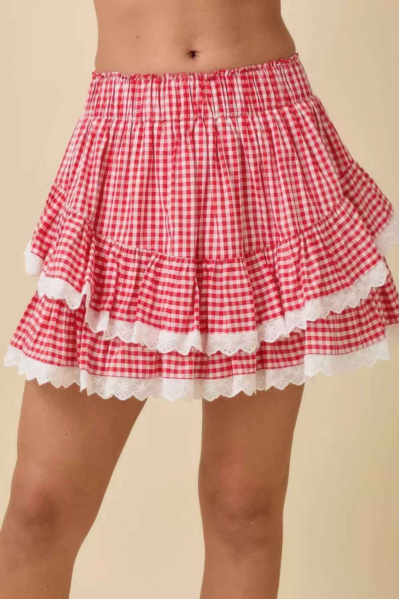 New Arrival – Gingham Ruffle Skort With Eyelet Ruffle – New Arrival Now Live