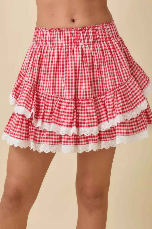 New Arrival – Gingham Ruffle Skort With Eyelet Ruffle – New Arrival Now Live