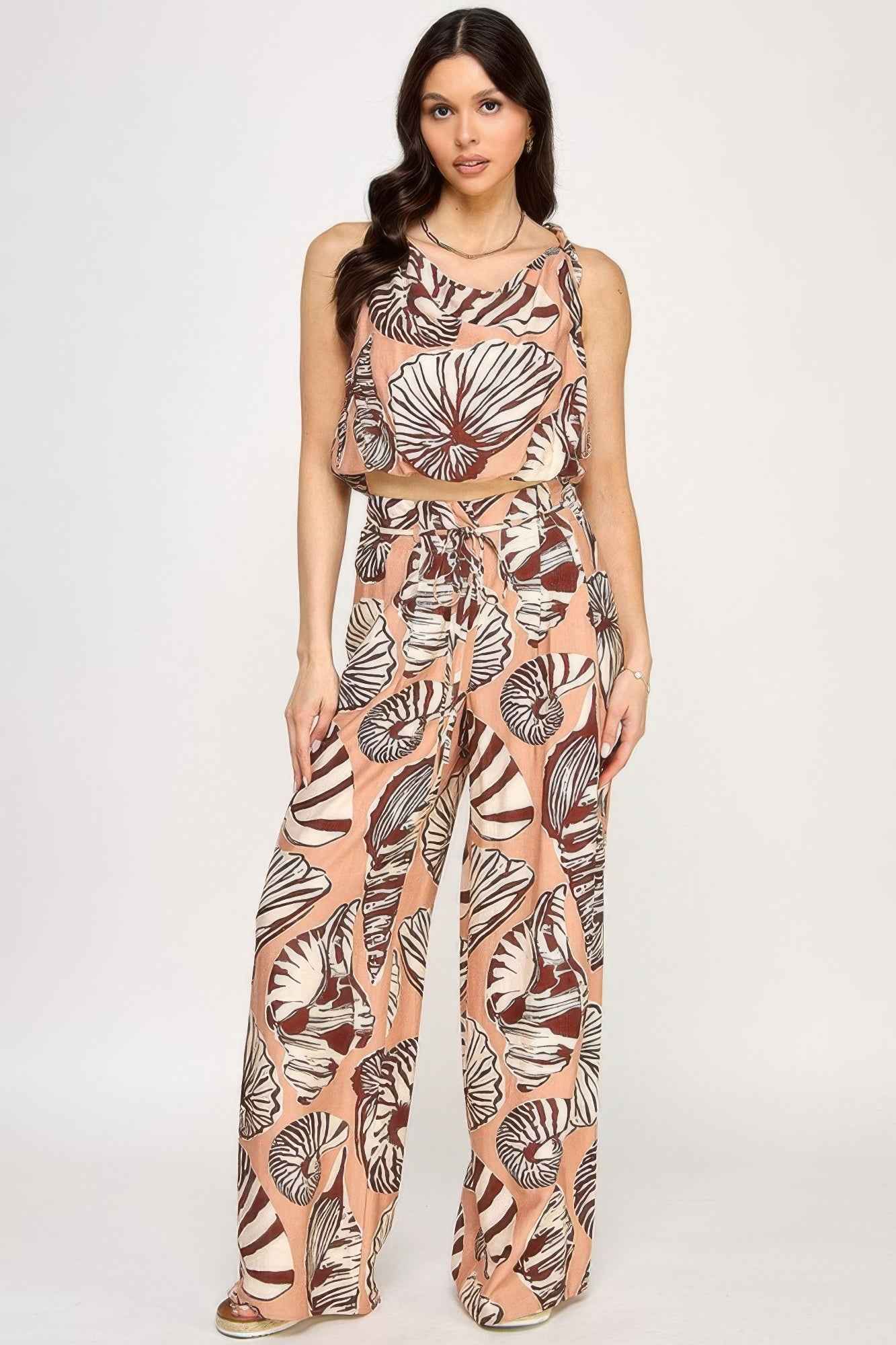New Arrival – Printed Sleeveless Bubble Hem Top And Paper Bag Waist Pants Set – New Arrival Now Live