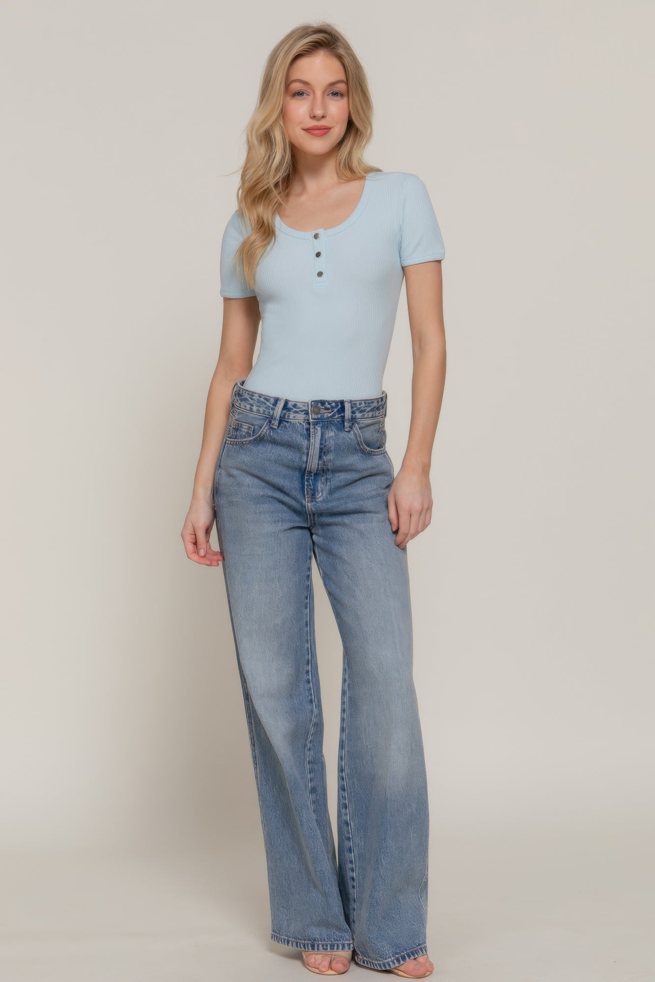 Short Slv Snap Button Rib Bodysuit-Product Type | Naughty Smile Fashion