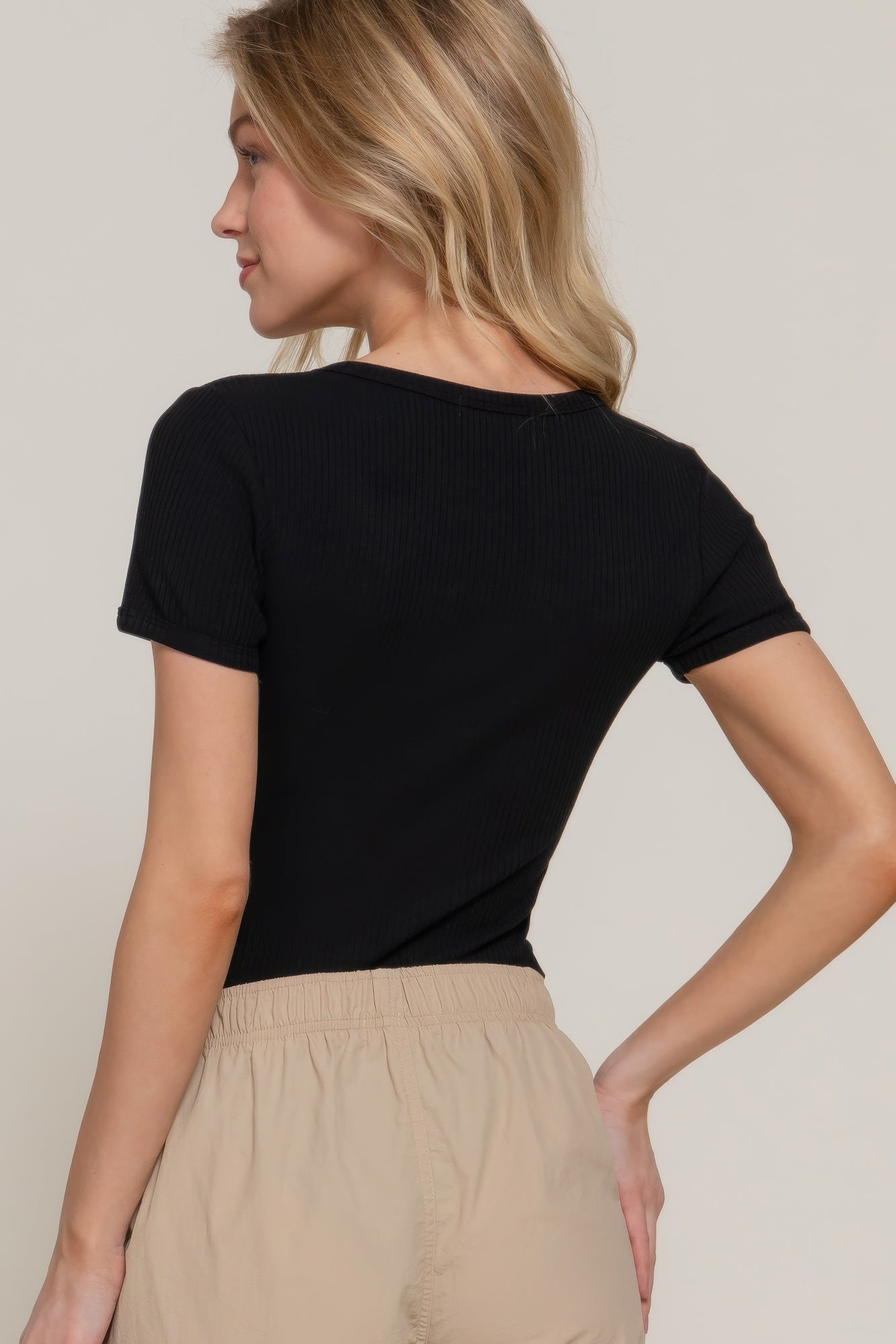 Short Slv Snap Button Rib Bodysuit-Product Type | Naughty Smile Fashion