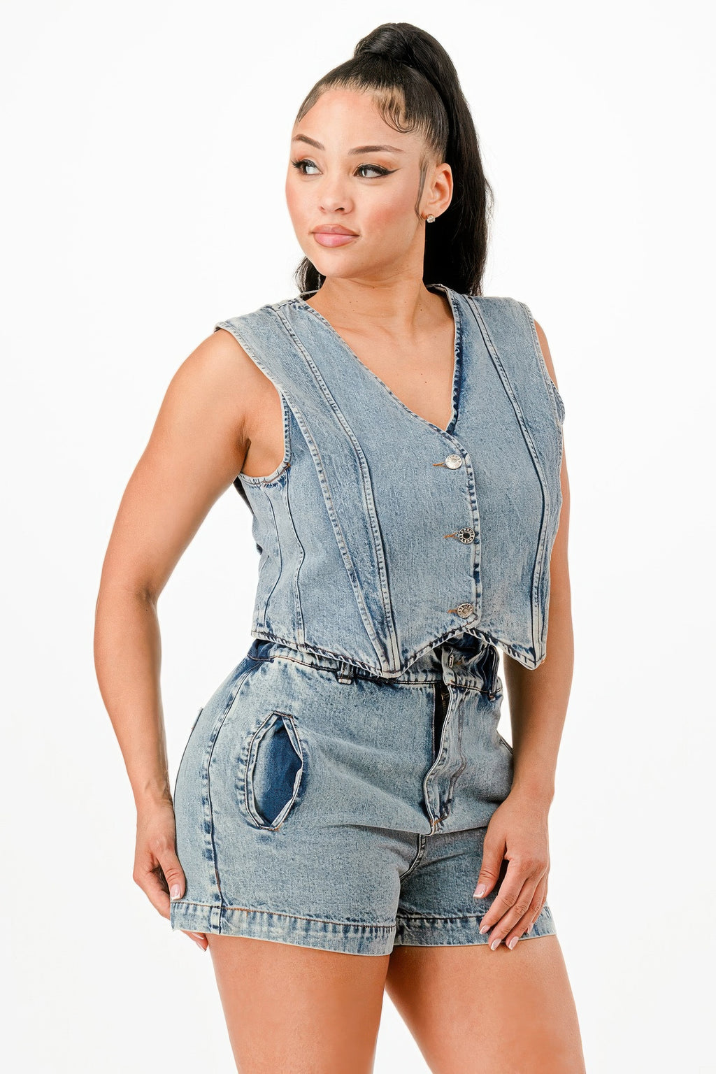 Classic Denim Vest And Short Pants Set-Product Type | Naughty Smile Fashion