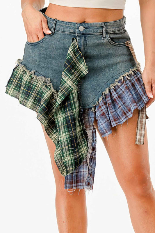 Flannel Denim Skirt