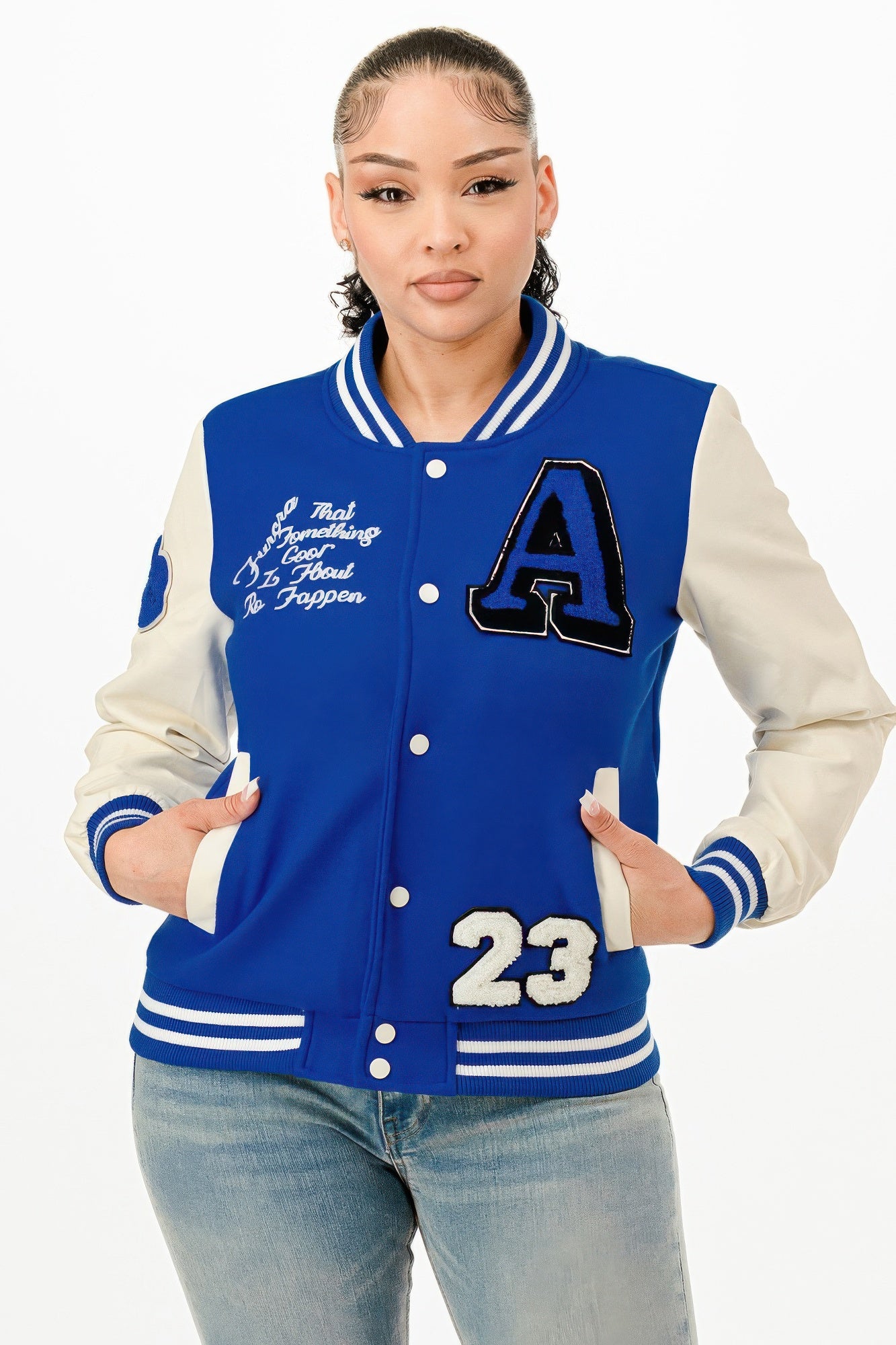 Patch Varsity Bomber Jacket-Product Type | Naughty Smile Fashion
