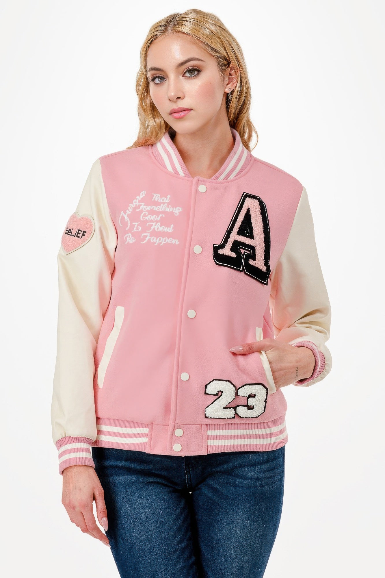 Patch Varsity Bomber Jacket-Product Type | Naughty Smile Fashion