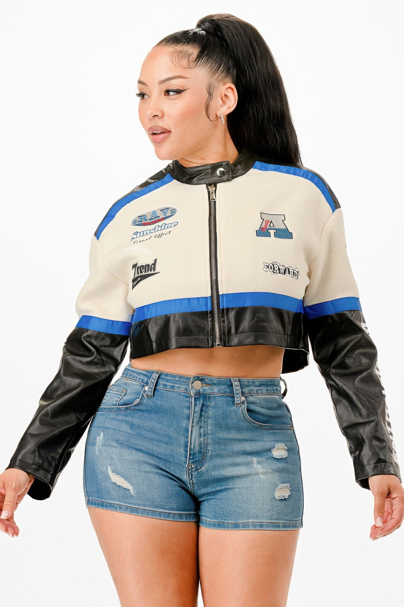 Colorblock Crop Jacket-Product Type | Naughty Smile Fashion