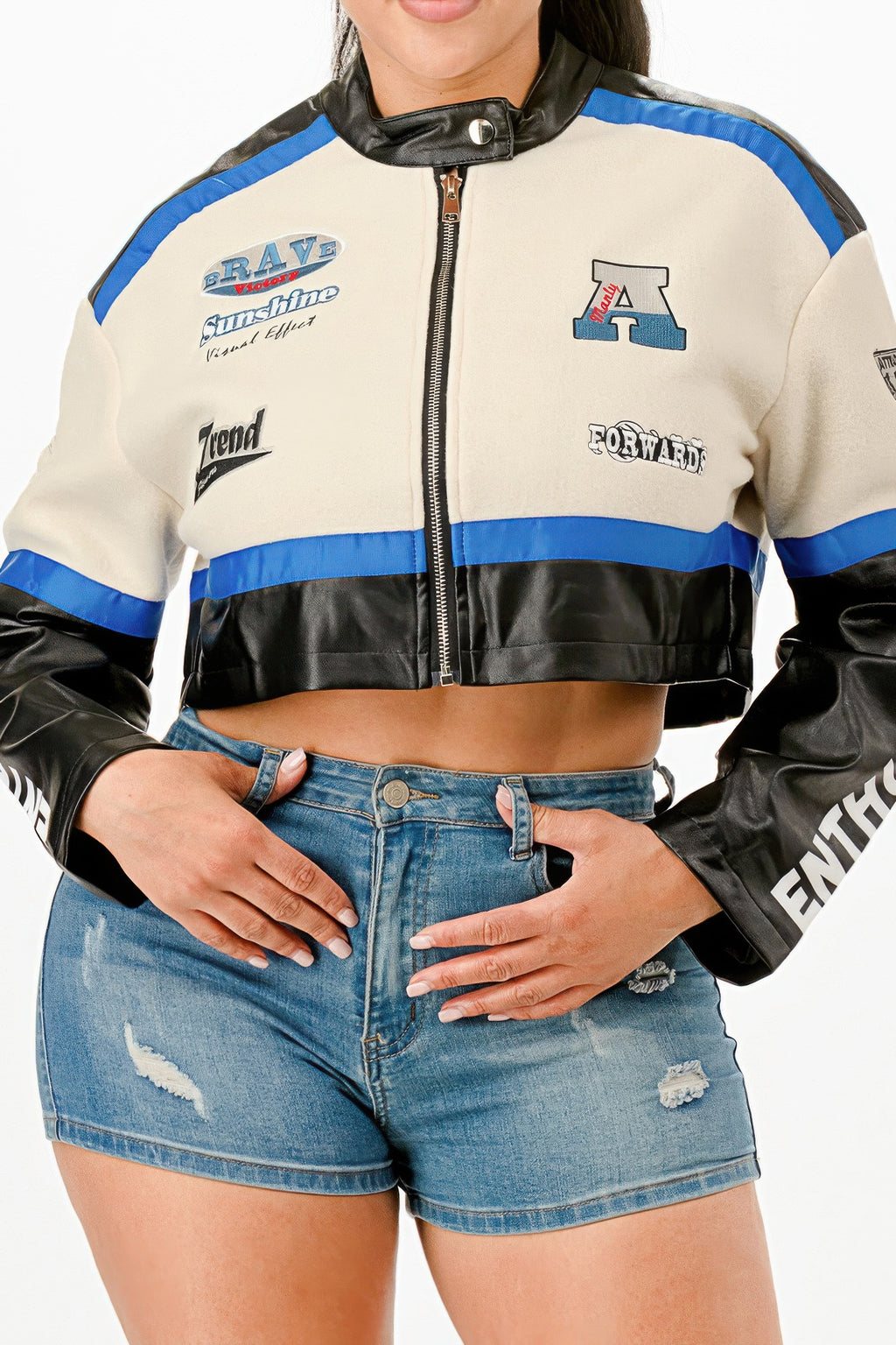 Colorblock Crop Jacket-Product Type | Naughty Smile Fashion