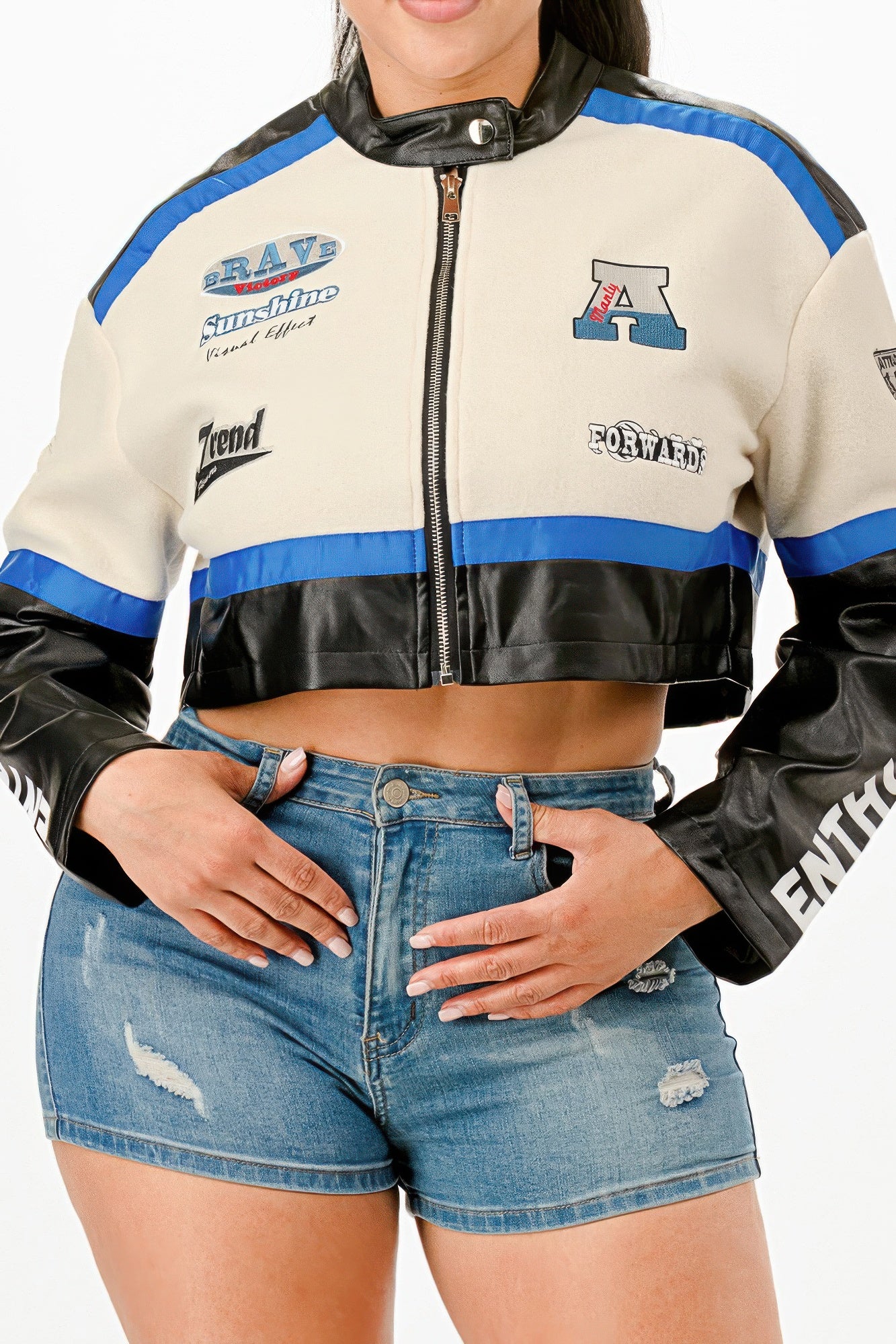 Colorblock Crop Jacket-Product Type | Naughty Smile Fashion
