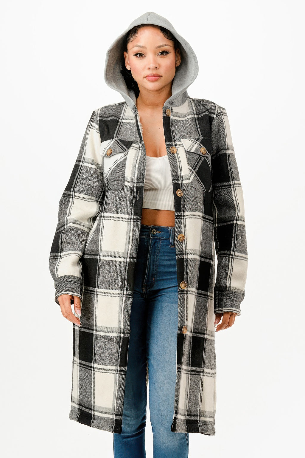 Hooded Plaid Coat-Product Type | Naughty Smile Fashion