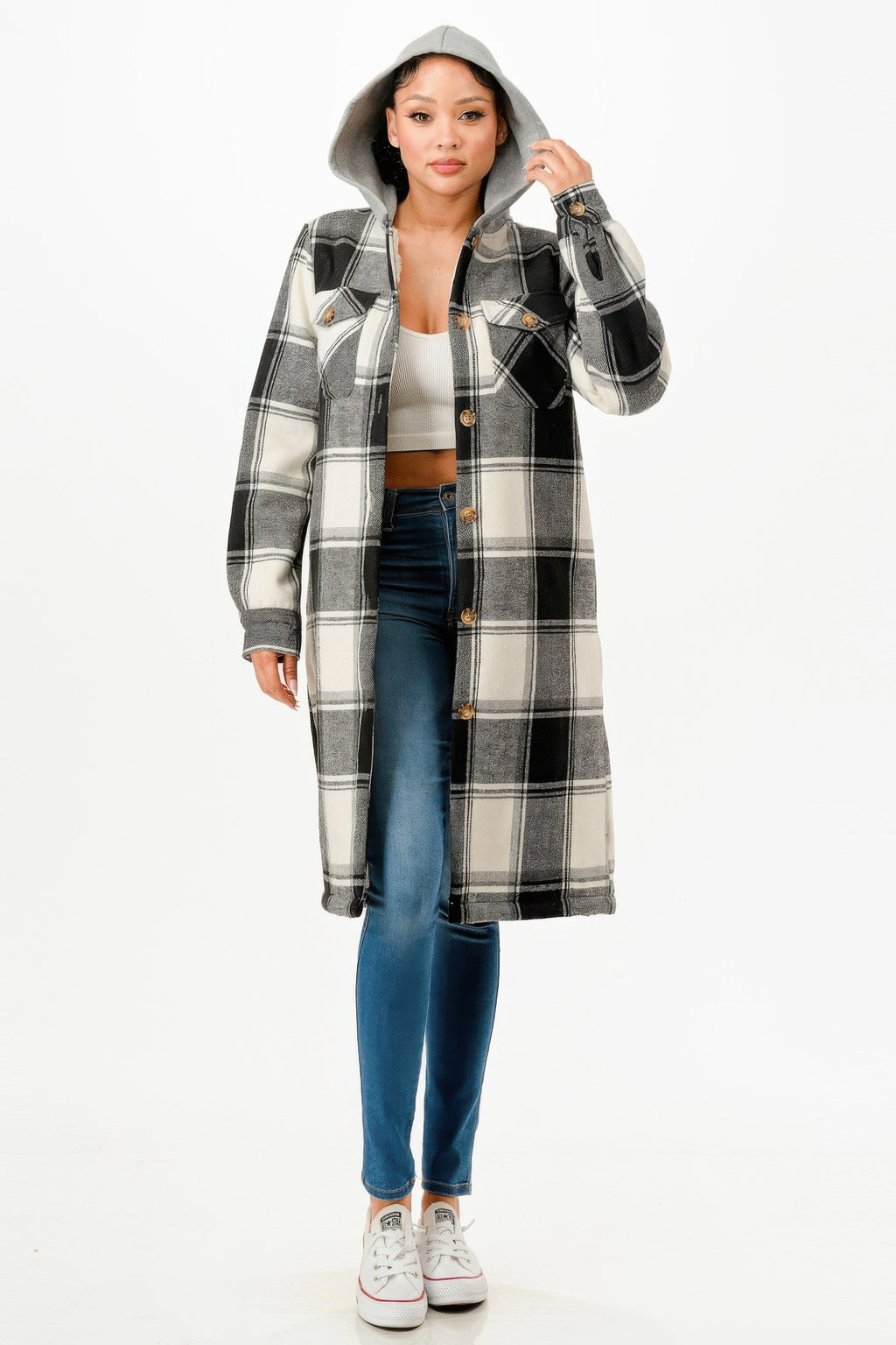 Hooded Plaid Coat-Product Type | Naughty Smile Fashion