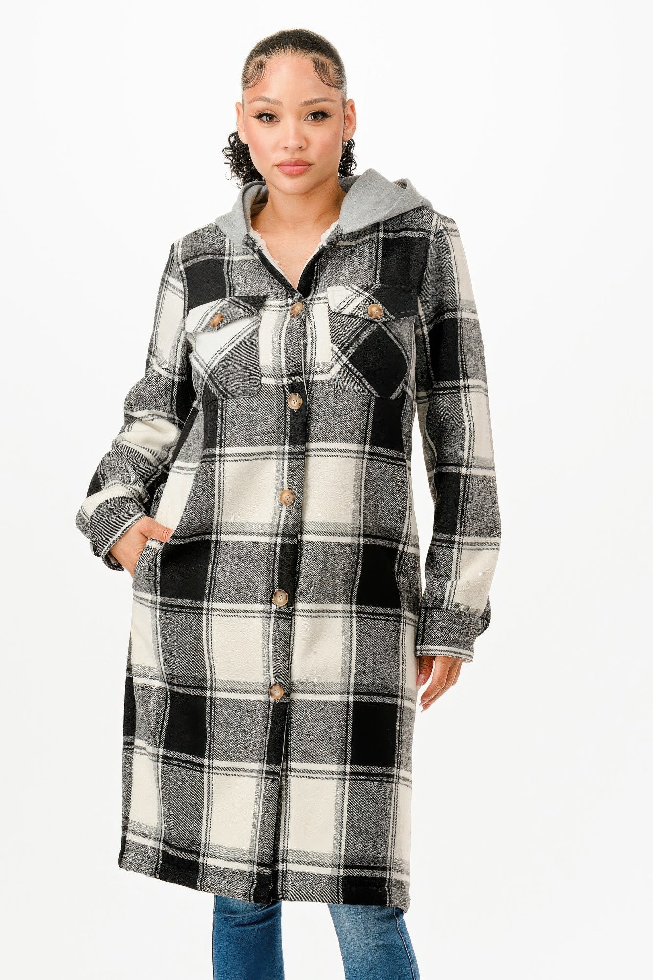Hooded Plaid Coat-Product Type | Naughty Smile Fashion