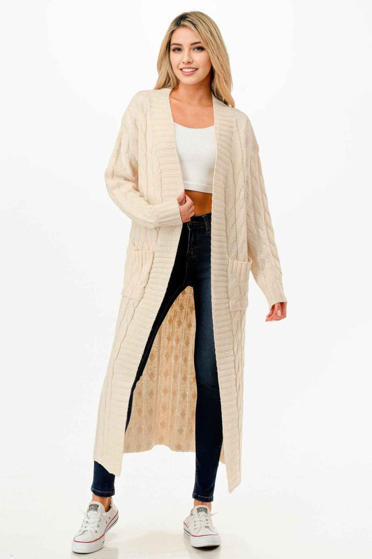 Cable Sweater Long Cardigan