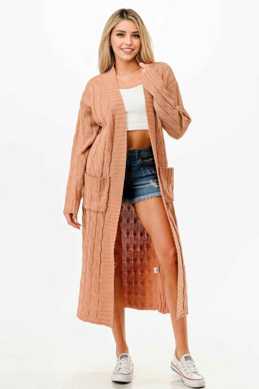 Cable Sweater Long Cardigan
