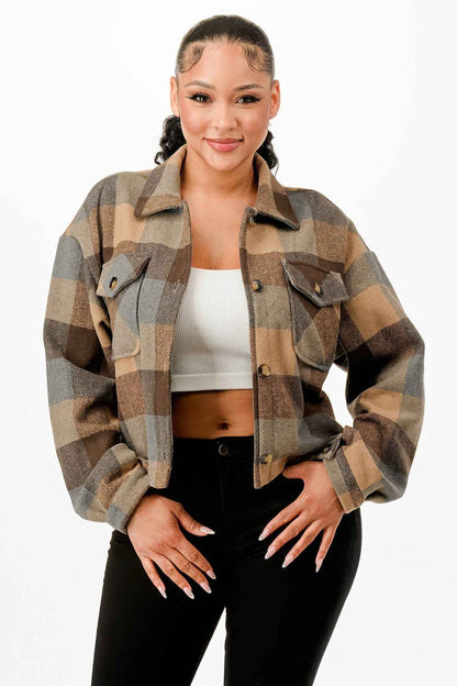 Cropped Flannel Jacket