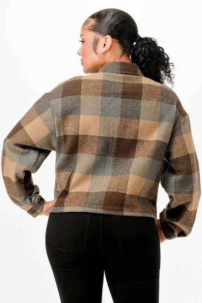 Cropped Flannel Jacket