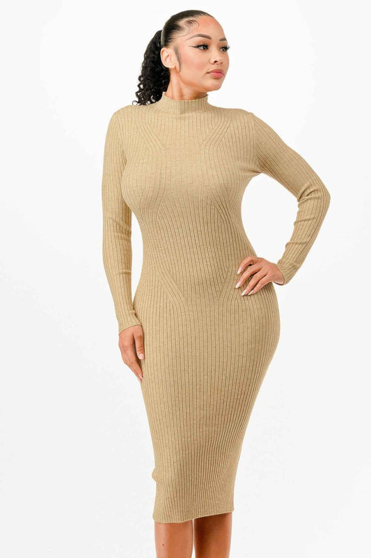 Stand Collar Sweater Bodycon Dress