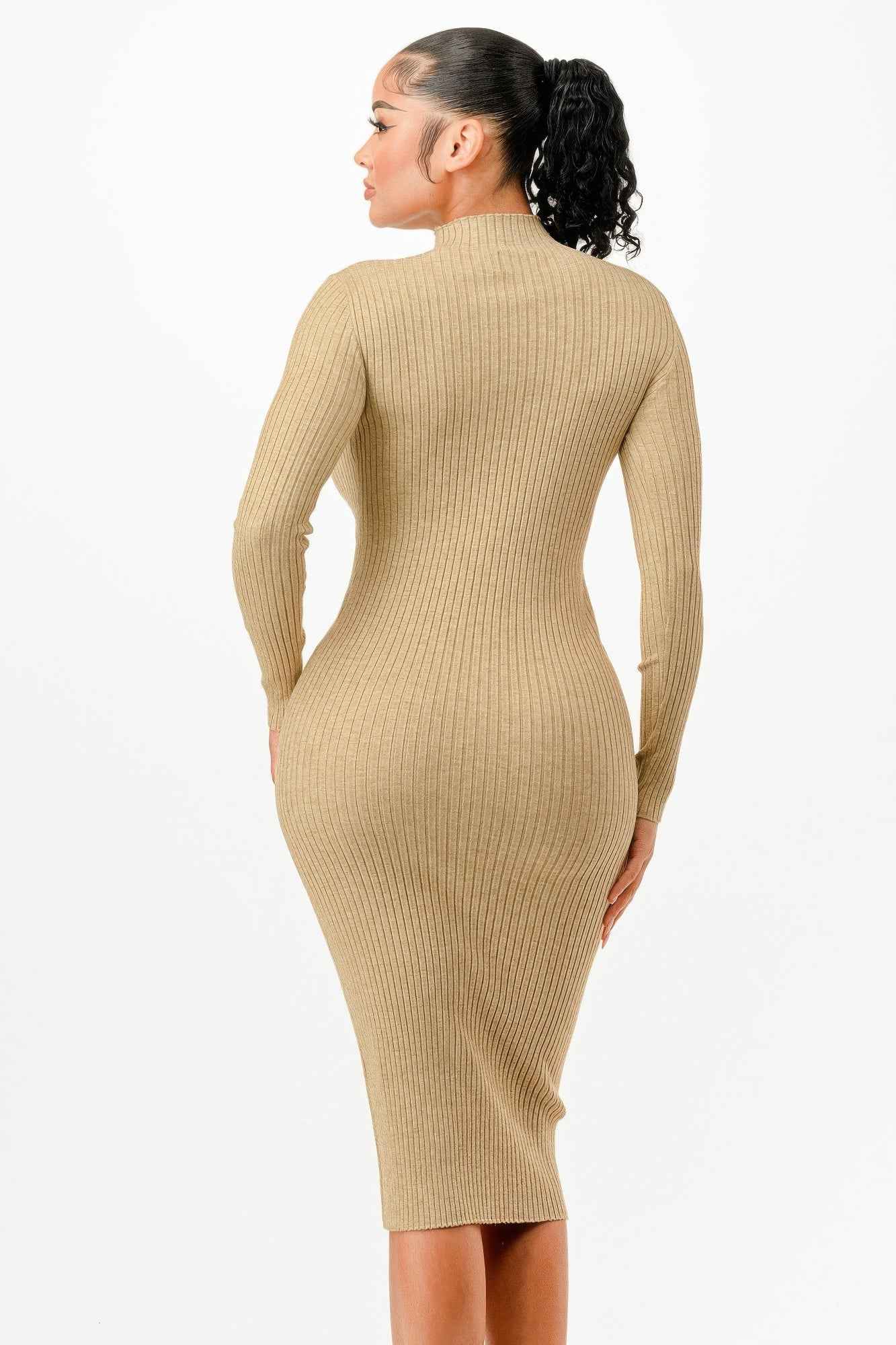 Stand Collar Sweater Bodycon Dress