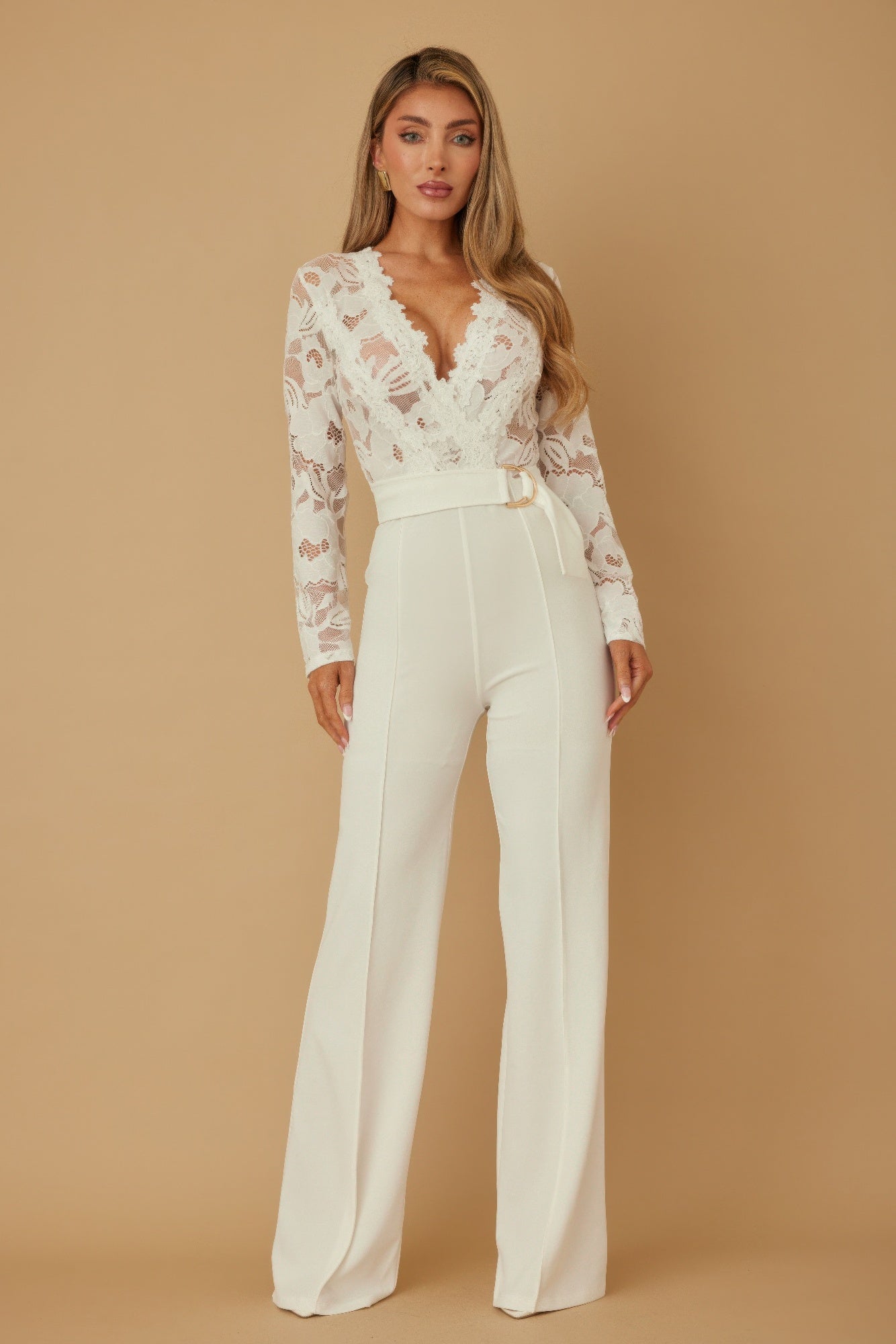 Lace Crochet Long Sleeve Jumpsuit-Product Type | Naughty Smile Fashion