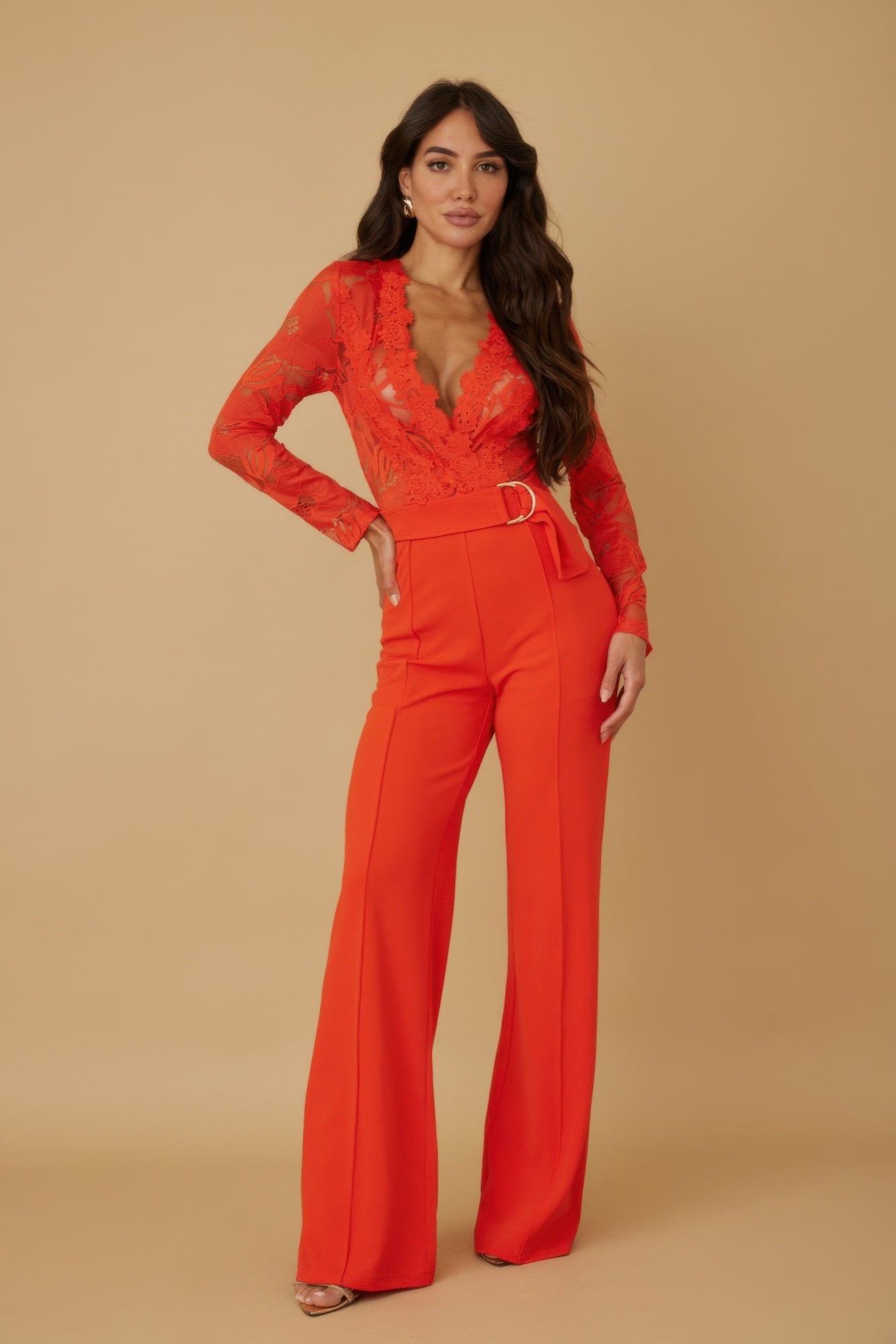 Lace Crochet Long Sleeve Jumpsuit-Product Type | Naughty Smile Fashion