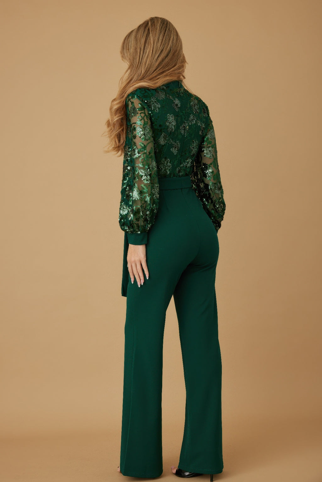 Flower Vein Sequin Print Jumpsuit-Product Type | Naughty Smile Fashion