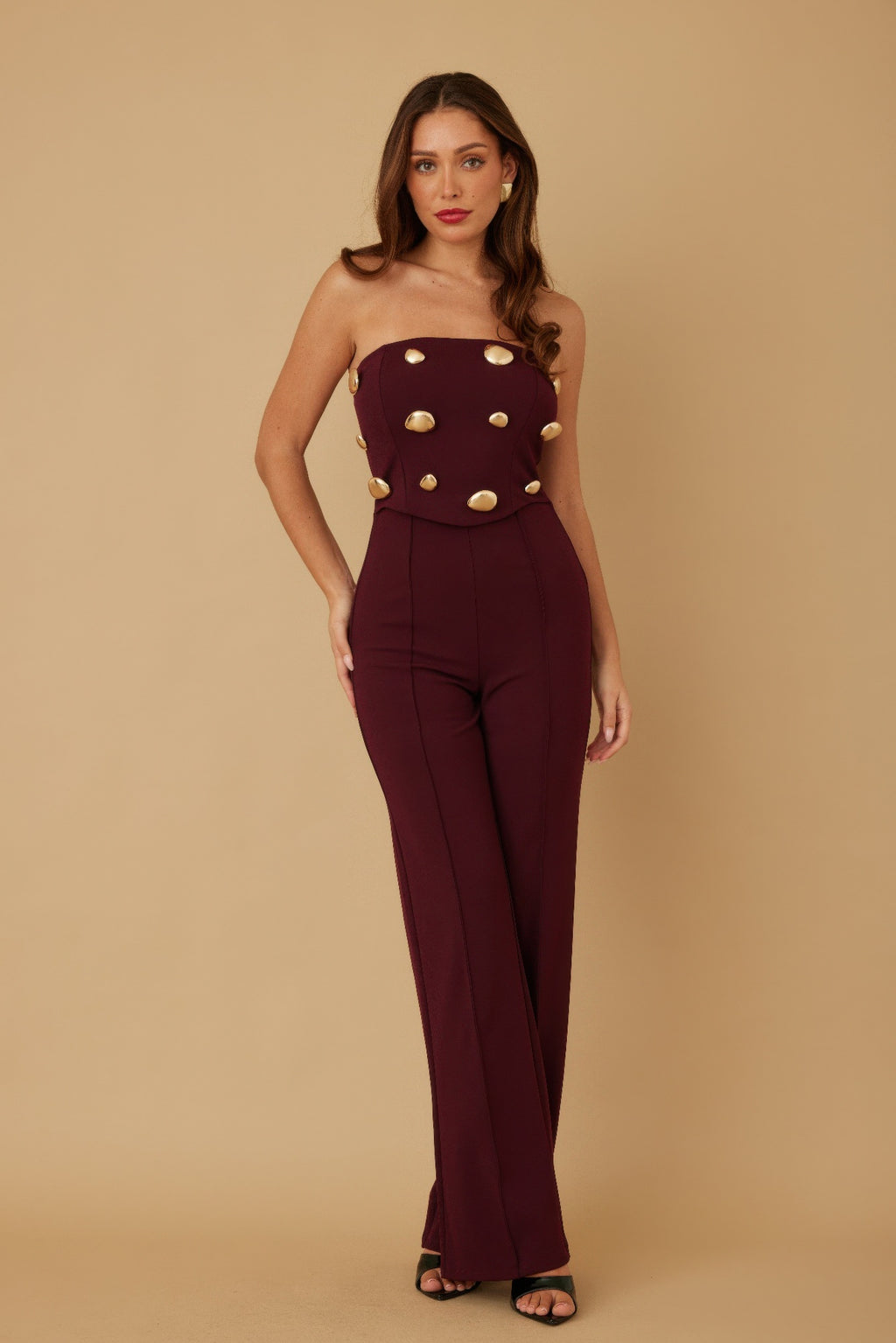 Multi Flat Mirror Stone Jumpsuit-Product Type | Naughty Smile Fashion