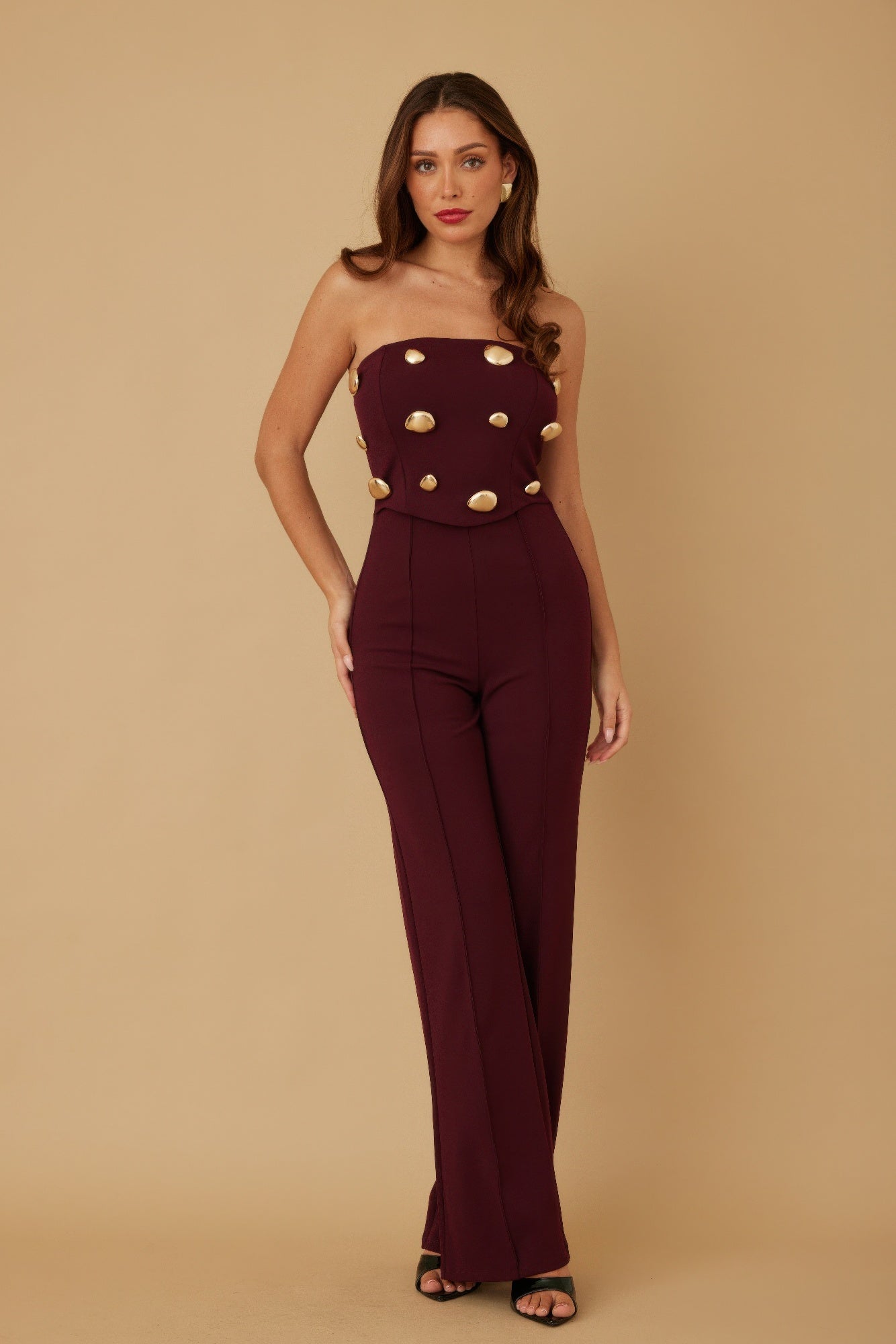 Multi Flat Mirror Stone Jumpsuit-Product Type | Naughty Smile Fashion