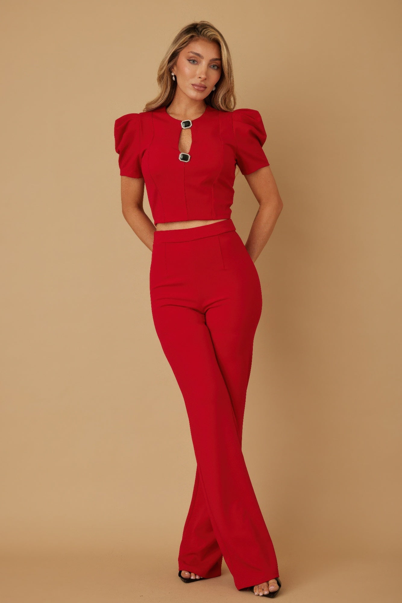 Puff Cap Sleeve Jewel Detail Sets-Product Type | Naughty Smile Fashion