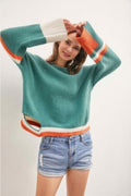 Color Block Sweater With Cut Out-Product Type | Naughty Smile Fashion