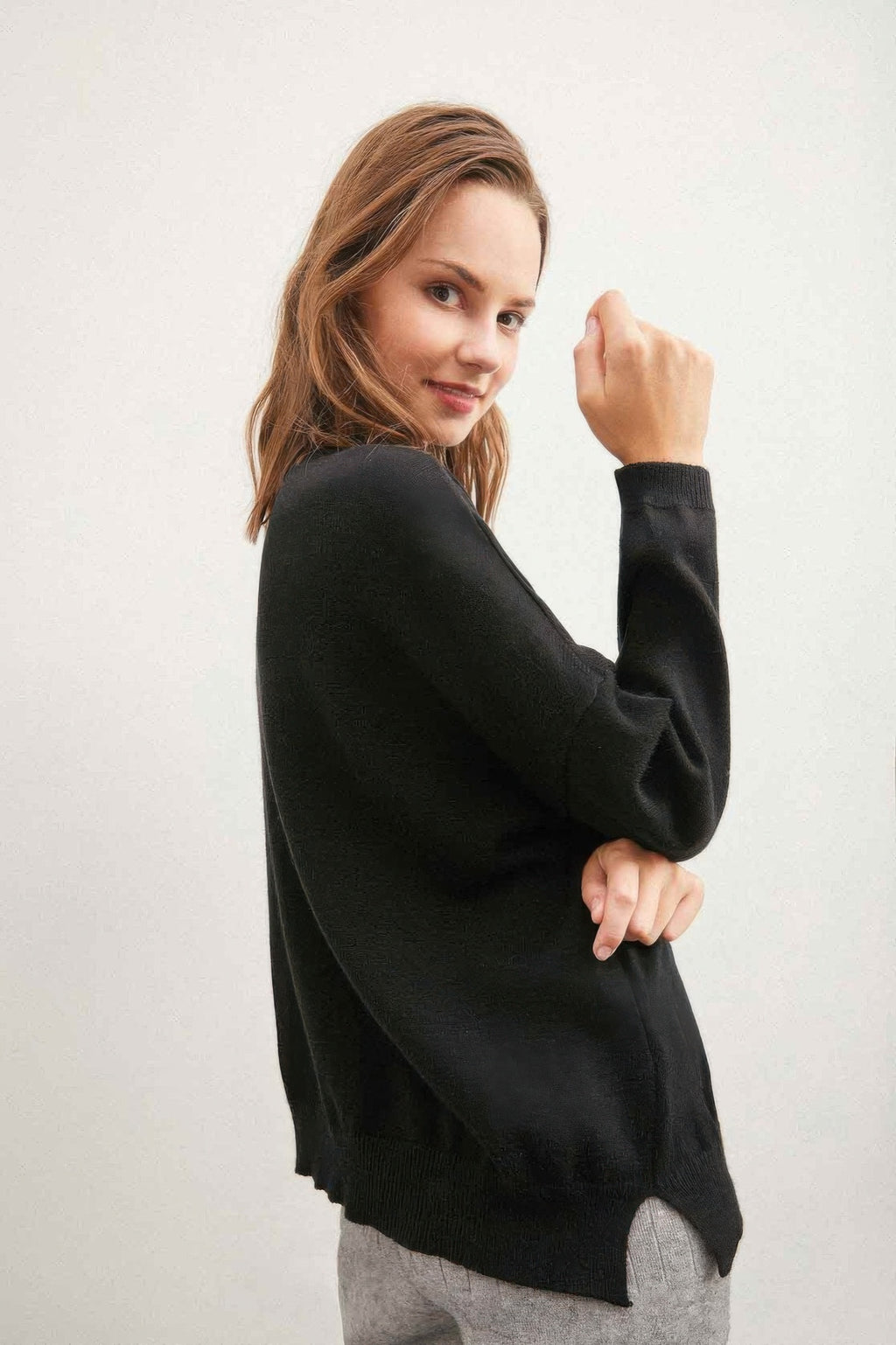 Solid Sweater With Colorful Buttons-Product Type | Naughty Smile Fashion