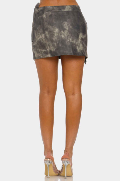 Faux Leather Strap Mini Skirt
