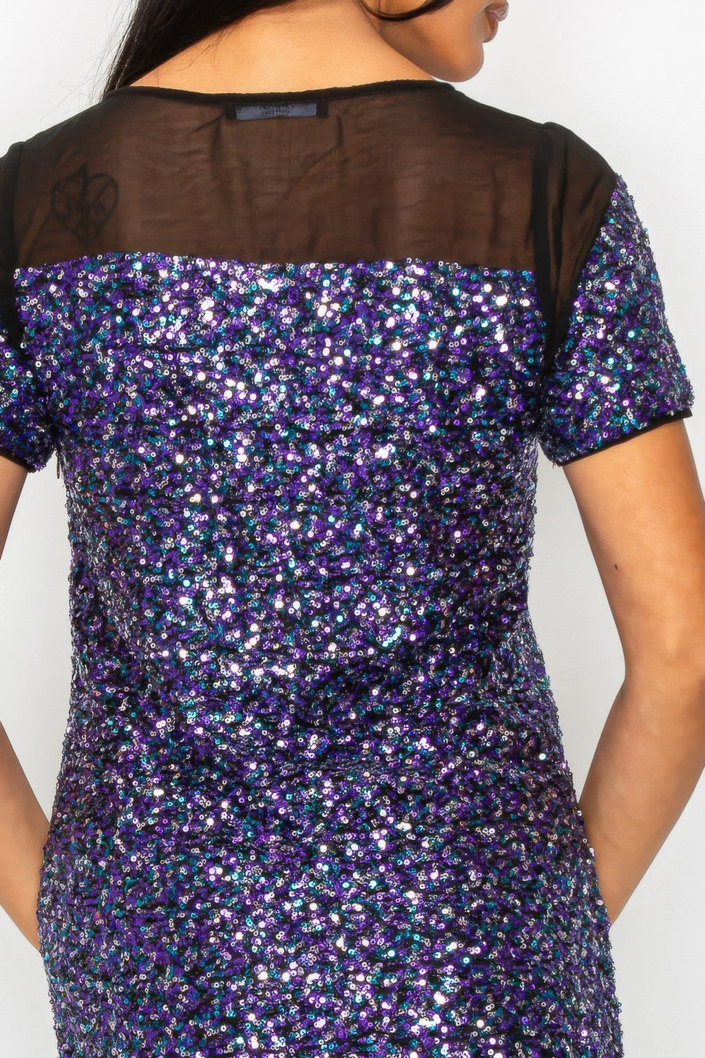 Sparkle Sequins & Mesh Cap Sleeve Mini Dress-Product Type | Naughty Smile Fashion