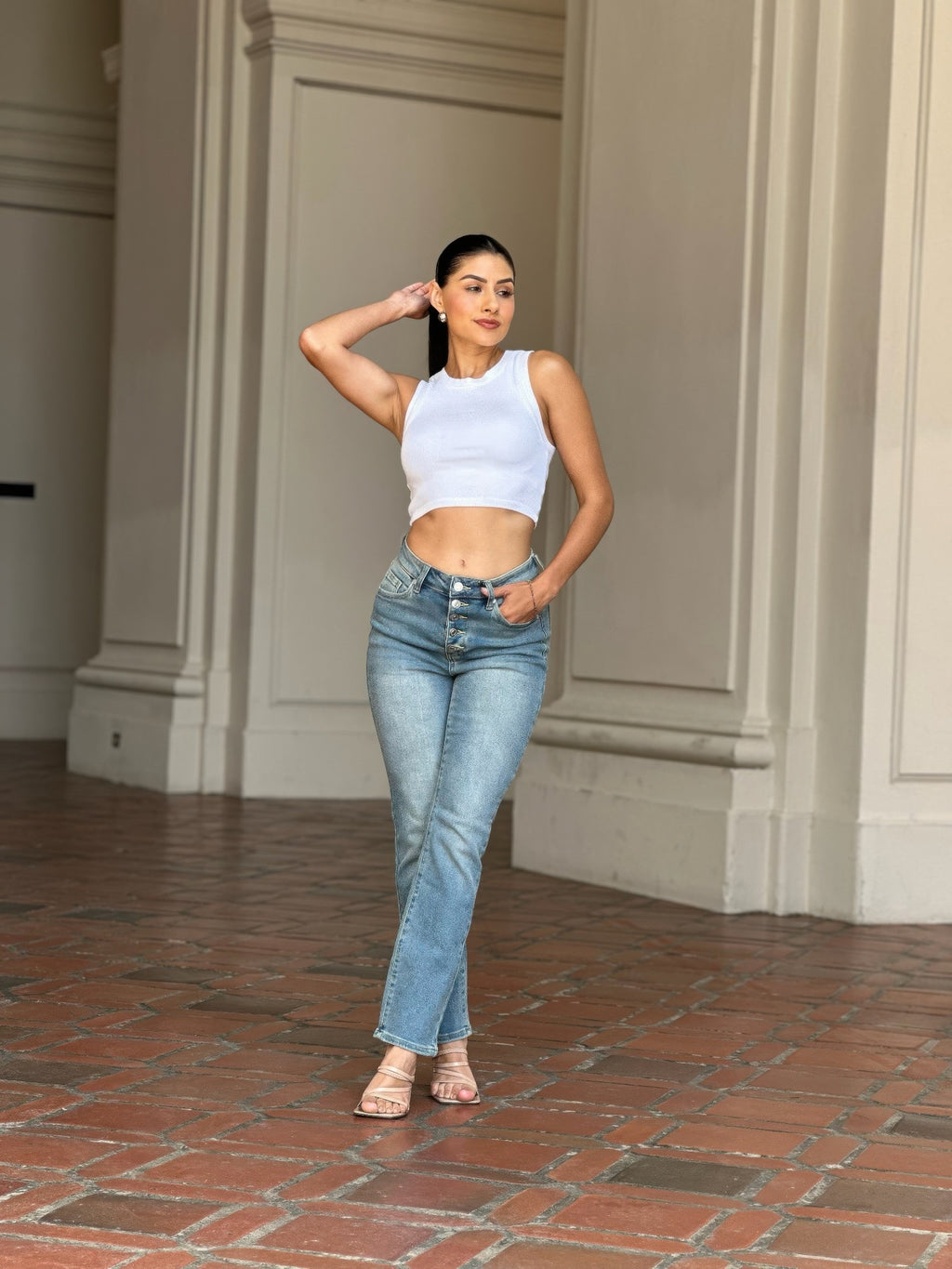 High Rise Cigarette Button Fly Straight Denim Jean-Product Type | Naughty Smile Fashion