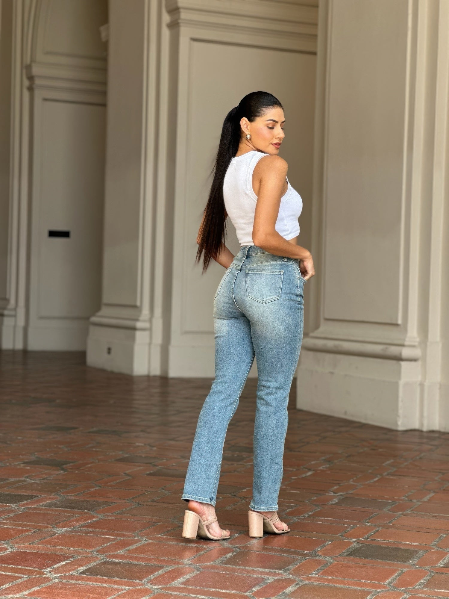 High Rise Cigarette Button Fly Straight Denim Jean-Product Type | Naughty Smile Fashion