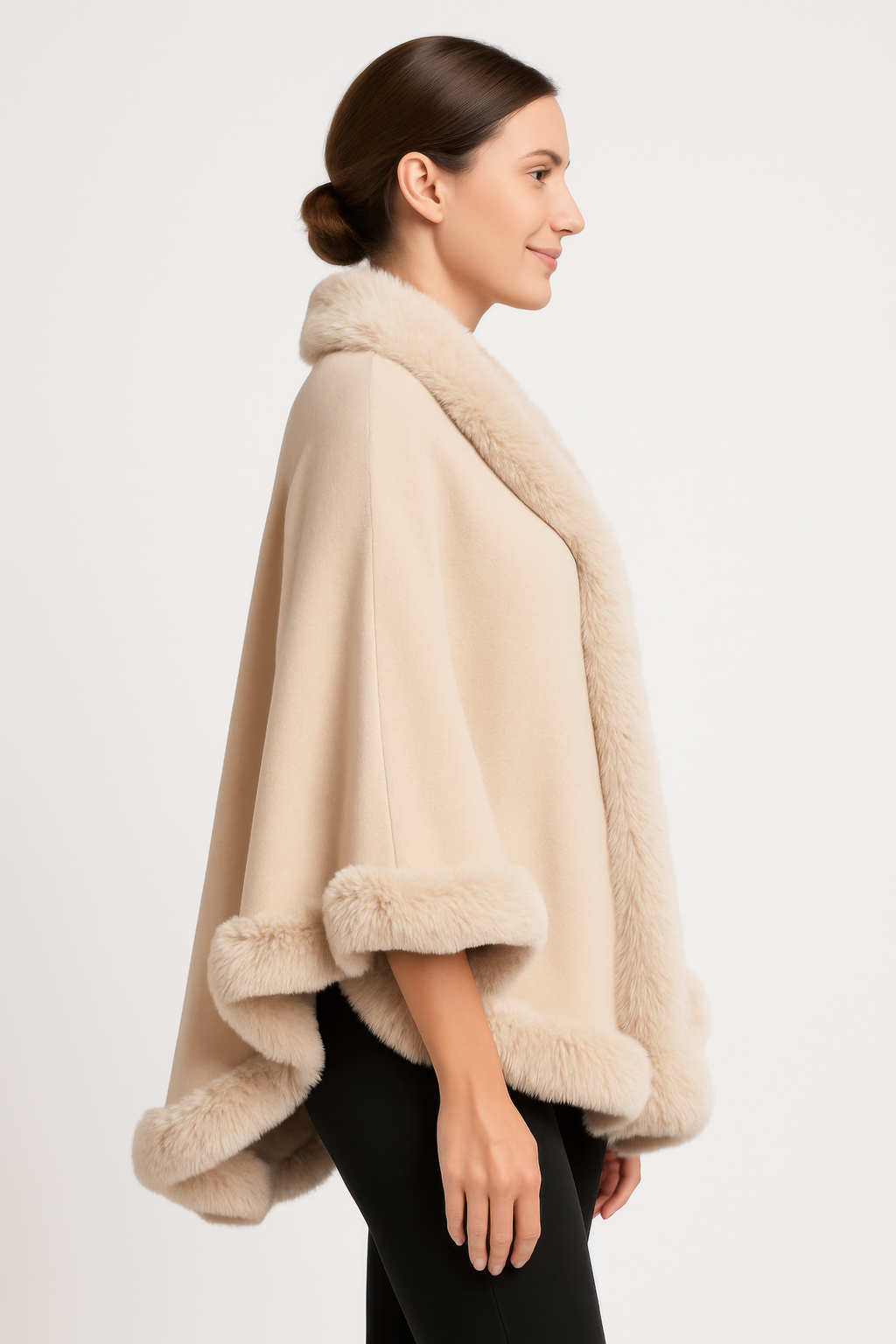 Crimson Elegance Faux Fur Trim Cape-Product Type | Naughty Smile Fashion