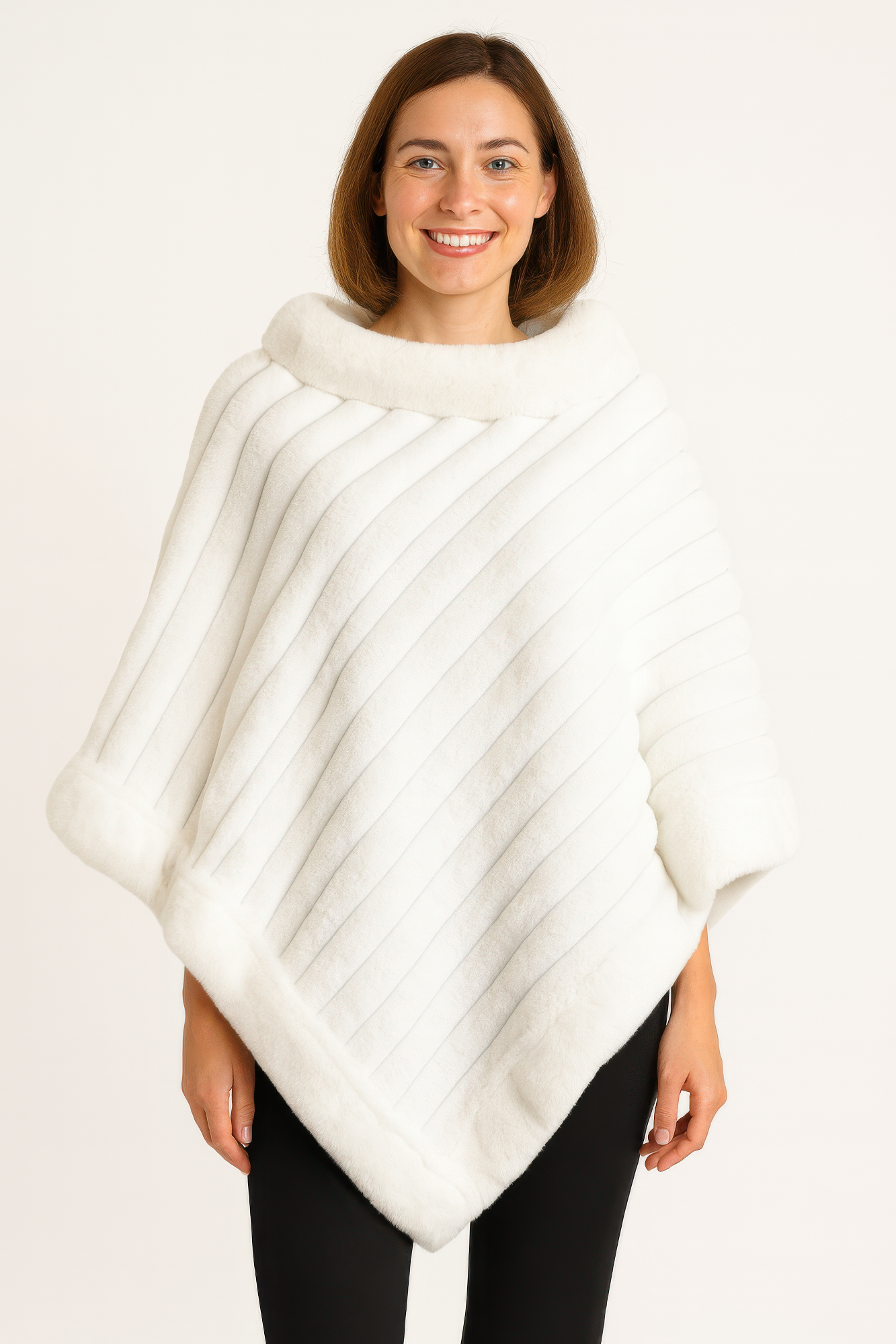 Elegant Faux Fur Winter White Poncho-Product Type | Naughty Smile Fashion