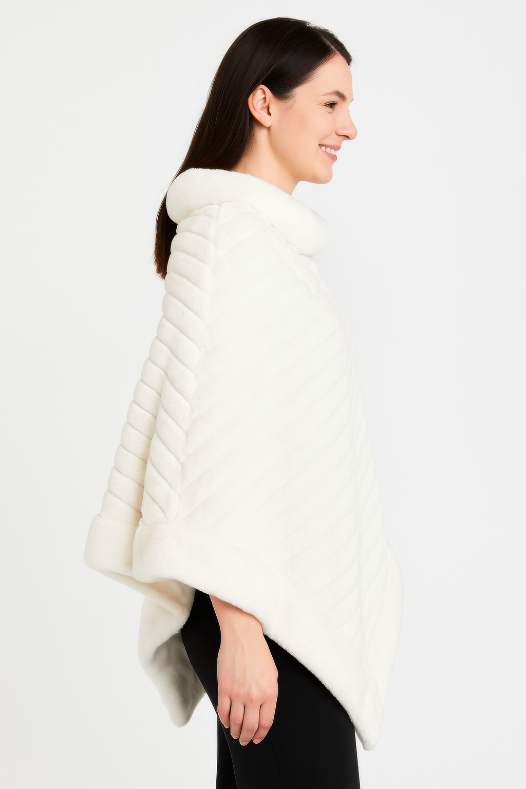 Elegant Faux Fur Winter White Poncho-Product Type | Naughty Smile Fashion