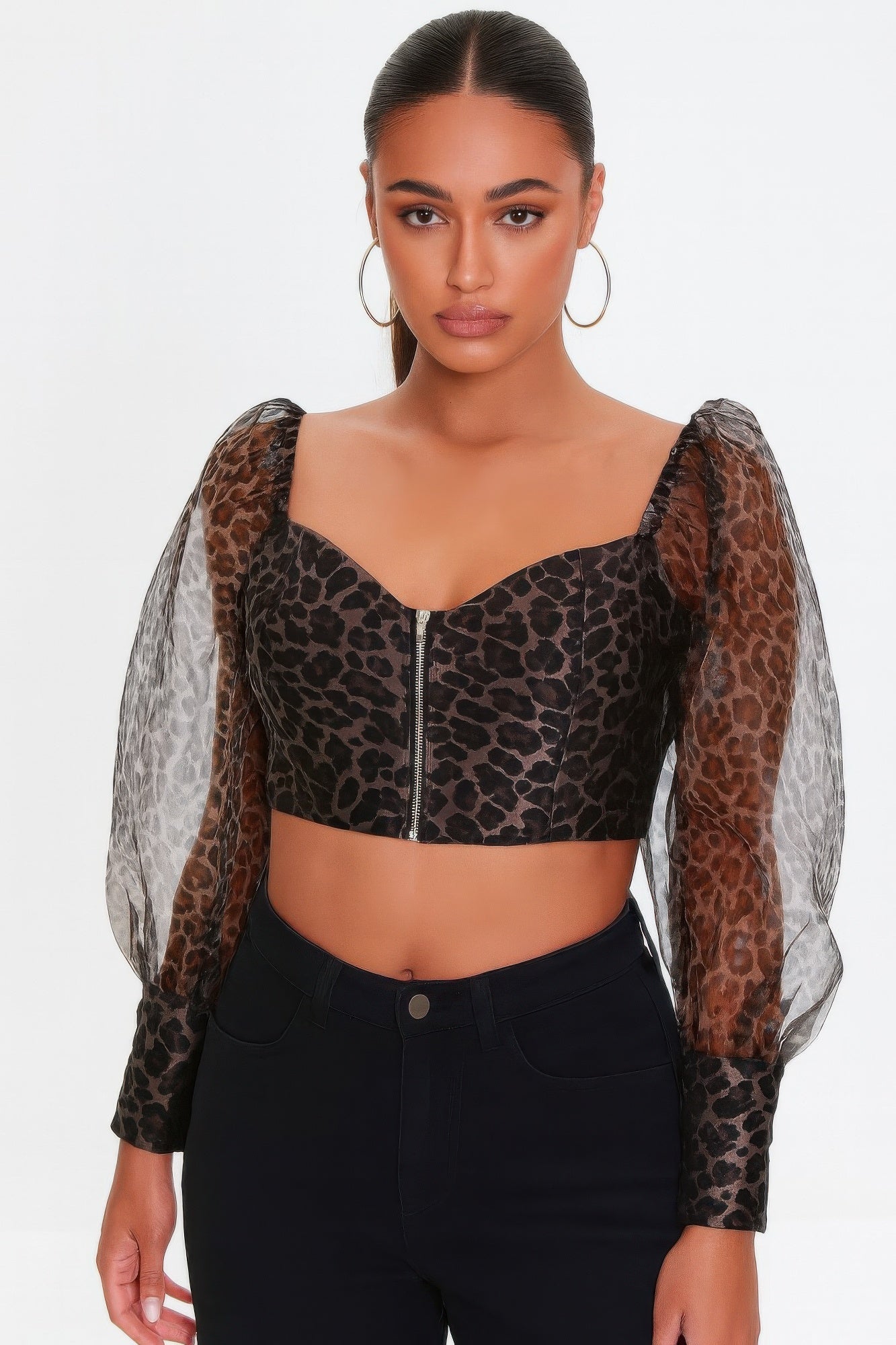 Sheer Leopard Print Crop Top-Product Type | Naughty Smile Fashion