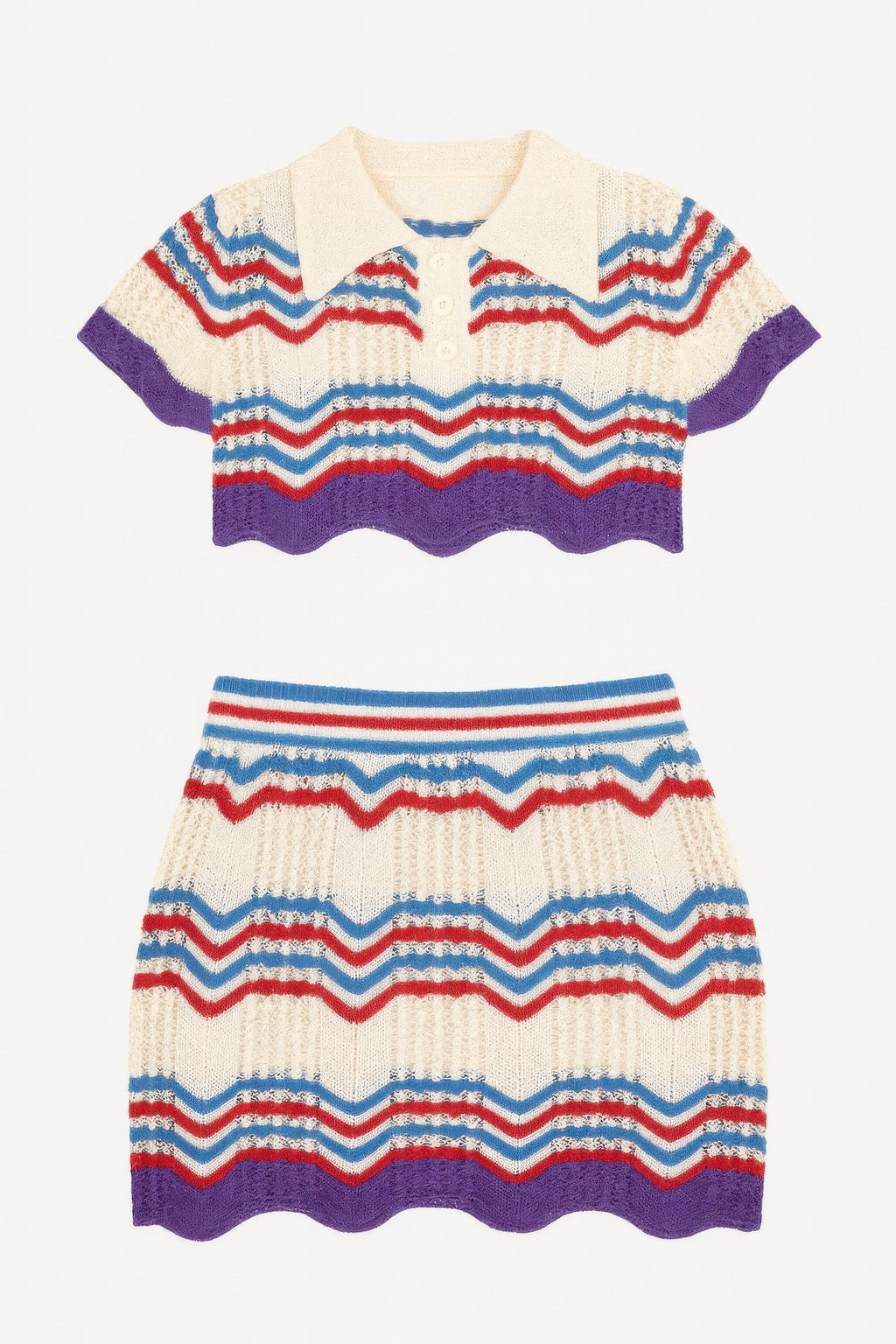 Zig Zag Crochet Two Piece Set-Product Type | Naughty Smile Fashion