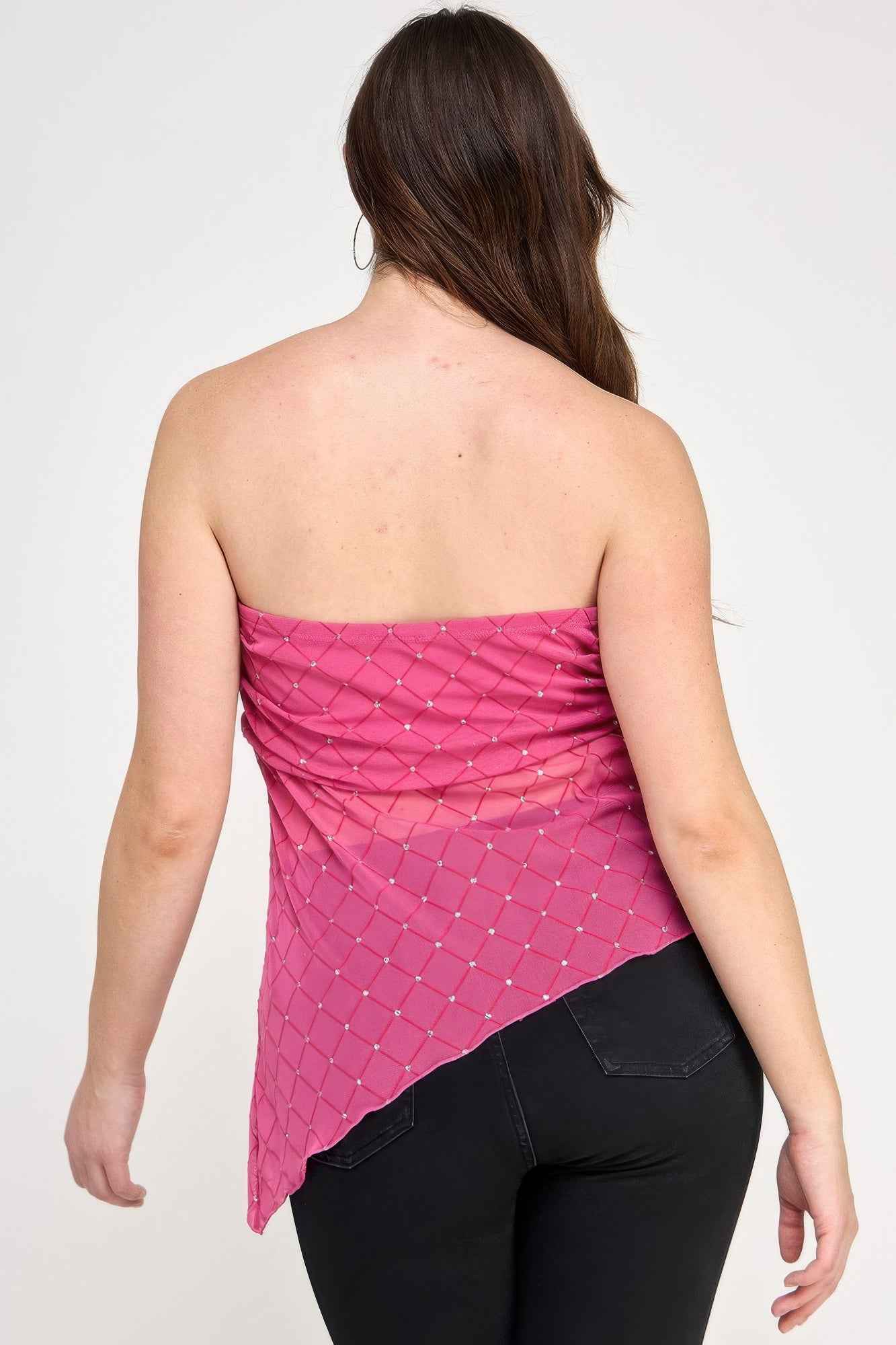 Plus Size Strapless Tube Assym Hem Top